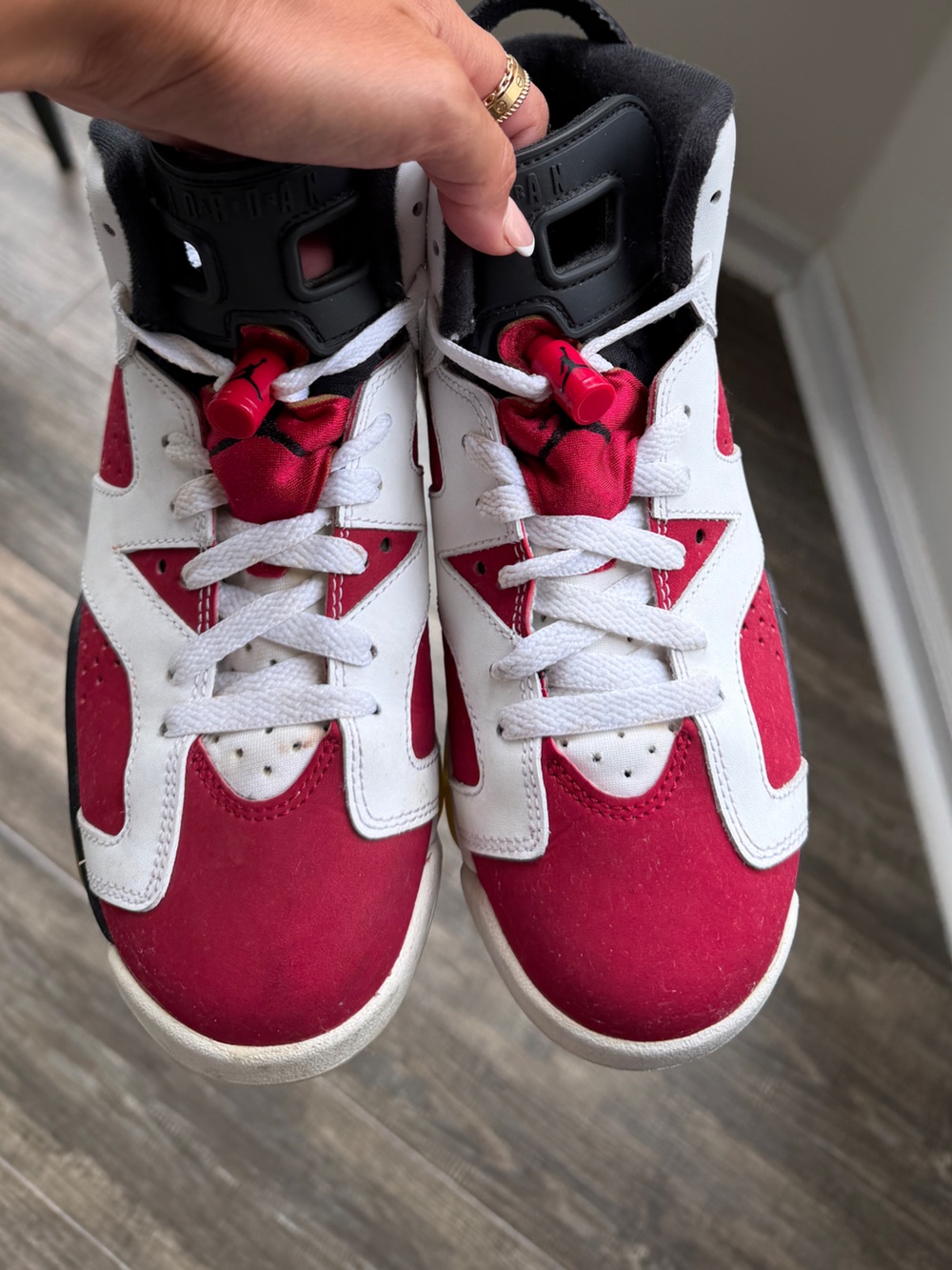 Nike Air Jordan 6 VI Carmine Red CDP Retro White Black 5.5 7 - Picture 3 of 6